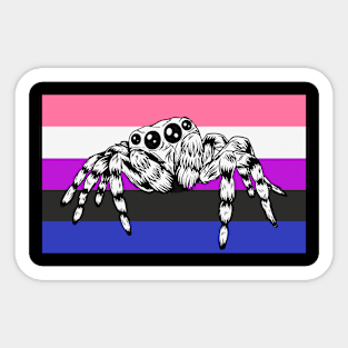 Cute Pet Jumping Spider Nonbinary Genderfluid Pride Flag Rainbow Month Sticker